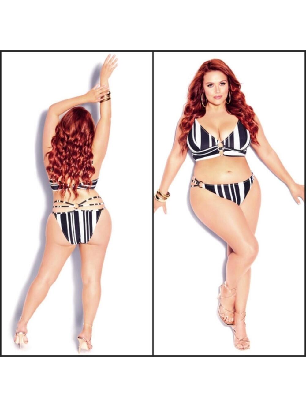 City Chic CCX Amara Print Bikini Set Top and Bottom Size 16 18